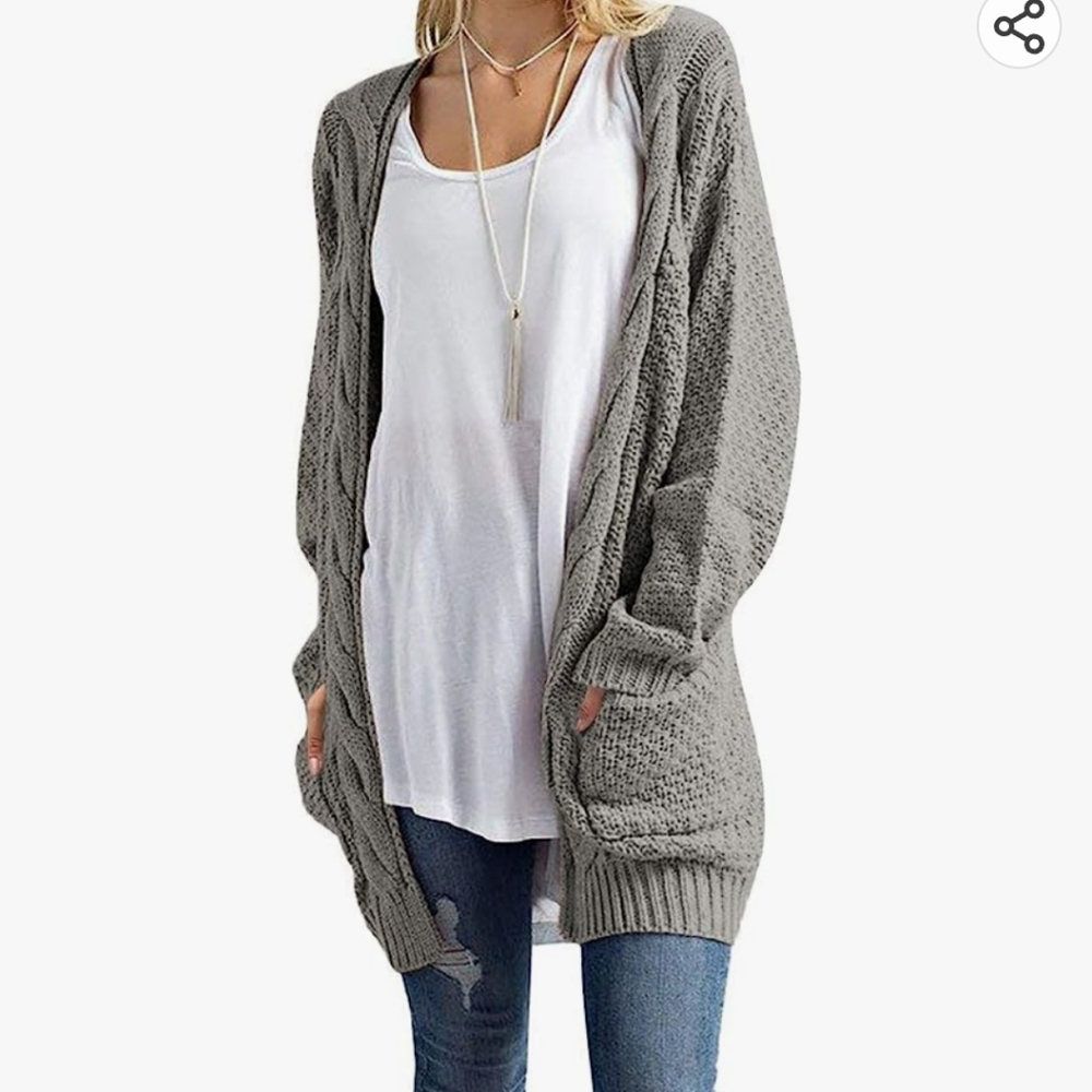 OmicGot Gray Cardigan Sweater Size Medium